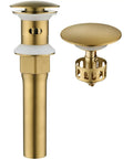 Dope Pop Up Bathroom Sink Drain Stopper With Overflow For Vessel Sinks, Detachable Basket Stopper Drain Assembly, Brushed Brass Finish