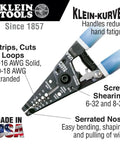 Wire Stripper And Cutter For 8-16 AWG Solid And 10-18 AWG Stranded Wire With Locking Mechanism, features labeled functions and features.
