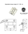 Amazon zinc alloy torque hinge, nickel finish, 1 pc, 35.3x45 mm, through-hole mounting, adjustable with 3.0 hex wrench