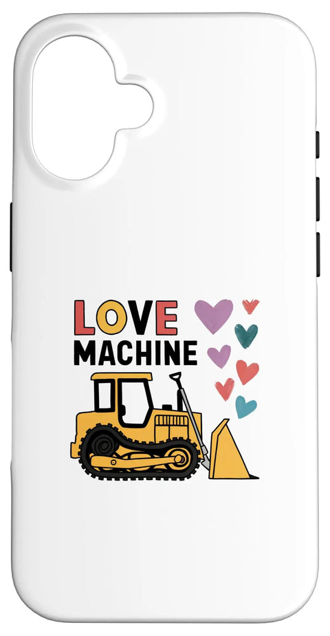 Valentine Farm Love Machine Tractor Design Case For iPhone 16 Farmers Cute Rural Romance Phone Cover with hearts and tractor