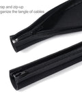 4 Pack Cable Management Sleeve With Zipper 19 To 20 Inch Length Neoprene Wire Wrap for TV Computer Office cords shown open and zipped