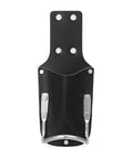 Rugged Leather Belt Holster With Steel Clip For Hammer, Pliers, Box Cutter And Utility Knife, front view showing steel clips and leather pouch.
