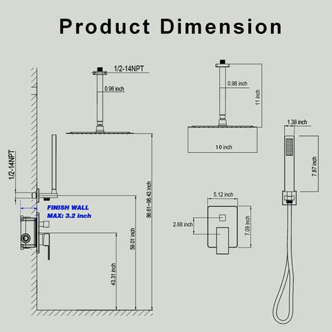 Top Shelf Ceiling Mount Shower System With 10 Inch Rain Head And Handheld Valve Trim Kit For Bold Bathroom Refresh Slick Finish No Fuss Durable Efficient Setup