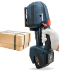 Heavy Duty Cordless Electric Strapping Machine For Pet And Pp Bands With Lithium Battery Automatic Packing Tensioner Cutter Baler Tool with a box.