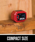 Compact Digital Level With Line Laser For Quick, Accurate Leveling Real Time Display And Easy Alignment Laser Line Projection On Walls Or Floors Built In Protractor Lightweight And Handy For Tight Spots And On The Go Projects, compact red digital level on wood beam