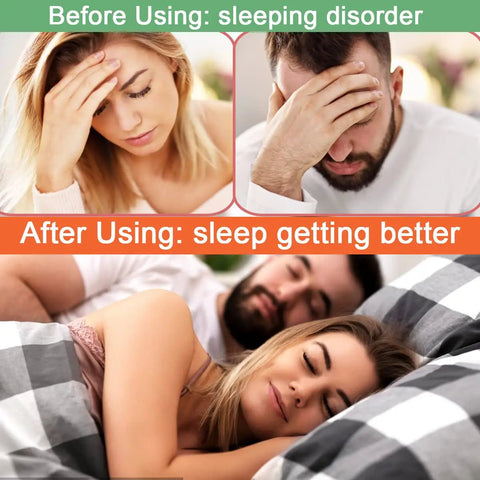 Comparison of stressed individuals before using grounding mat and a relaxed couple sleeping after using Grounding Mat For Better Sleep And Stress Relief With Breathable Sheets And Cord 27 By 71 Inch Half Size Pad Your Go To Chill Out Gear For Faster Recovery Pain Relief And Healthier Circulation.