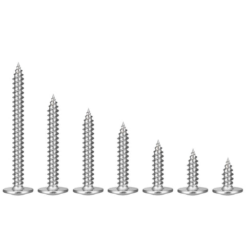 Wood Screw Set No 8 X 1 Inch Phillips Modified Truss Head Self Tapping Stainless Steel 410 shown in various sizes