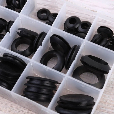 Black Grommet Gasket Set 125 Piece Rubber Seals With Plastic Storage Box Garage Ready Heavy Duty Heat Resistant For Faucets Hoses Pumps And Auto Applications DIY Friendly For Car And Home Use in organizer