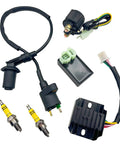 6 Pin AC CDI Box With Ignition Coil 2x A7TC Spark Plugs 4 Pin Voltage Regulator Rectifier Solenoid Relay For GY6 50cc 80cc 125cc 150cc