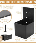 Heavy Duty Pergola Brackets Kit For 4x4 Wood Posts With Included Screws Joist Bracket Connector dimensions and features visible