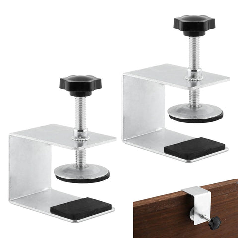 Heavy Duty Drawer Front Install Clamps Set 2 Or 4 Pack With Non Slip Silicone Pads, Adjustable Cabinet Jig Tool on wooden panel