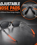Top Shelf Polarized Safety Sunglasses With Category 4 Extra Dark Smoke Lenses showing adjustable nose pads for custom fit.
