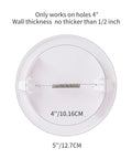 Top view of Round Access Panel Cover 5 Inch Spring Clip Plastic White showing spring latch for 4 inch openings.