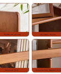 Close-up of features on the Expandable Bamboo Bookshelf Organizer For Your Home Office, Desktop Display Rack, Reinforced Strip design.