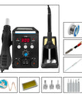 2 In 1 Digital Soldering Station With Hot Air Gun For SMD BGA Rework And Desoldering, LCD display, accessories included
