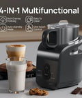 4-In-1 Milk Frother And Warmer For Hot Or Iced Lattes Cappuccinos And Macchiatos, Barista-Grade Foam Electric Steamer 12.5oz