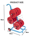 Portable Wire Spool Rack Dispenser For Heavy Duty Wire And Cable Storage, Multi Spool Holder with red reels, 85x55x38cm