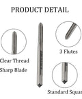 Left Hand M3.5 x 0.6 Metric Tap and Die Set, clear thread sharp blade and 3 flutes detail for reverse thread repair