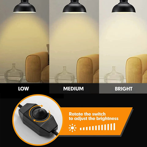 Brightness settings on Vintage Plug In Pendant Light Kit For Industrial Style Home Decor Dope E26 E27 Lamp Socket 12.14 Ft Twisted Textile