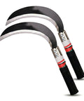 Two Piece Hand Sickle Garden Tool Set No Nonsense Heavy Duty Manganese Steel Weed Cutter, Grass Hook Weeding Scythe, Japanese Style