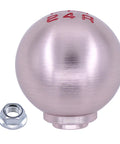 Aluminum Round Ball 5 Speed Manual Gear Shift Knob With M10 Thread One Point Five Adapter Nuts Slick Install Plug And Play Upgrade For Honda Civic Accord Integra RSX NSX S2000 CRX Prelude Fit, shown in a front view with adapter nut.