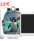 Mini Backpack Purse For Women Multi Functional Go To Everyday Daypack With Adjustable Straps featuring penguin design next to tablet.