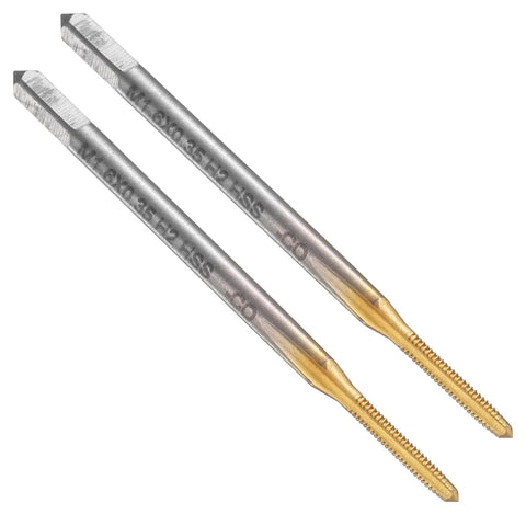 Two Pack M1.6 x 0.35 Metric Straight Flute Thread Taps Titanium Coated HSS 6542 High Speed Steel Pro Grade Tap Set for Precise Threading and Milling