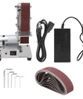 Rock Solid Badass Mini Electric Belt Sander With 9000 RPM Dual Bearing Stability And Dust Resistant Grip for metal and wood refining.