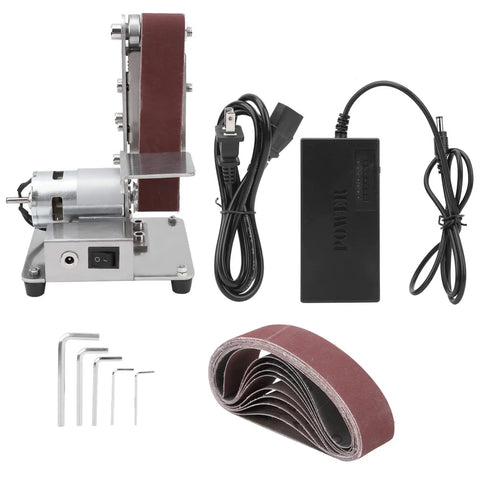 Rock Solid Badass Mini Electric Belt Sander With 9000 RPM Dual Bearing Stability And Dust Resistant Grip for metal and wood refining.