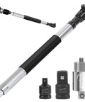 Knuckle Buster Saver Heavy Duty 1/2 Inch Offset Extension Socket Adapter for Electric Pneumatic Hand Impact Wrenches displayed with sockets.