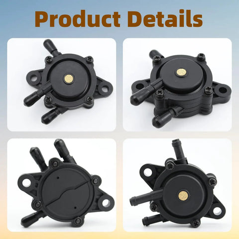 Fuel Pump And Fuel Filter Kit With Fuel Line Replacement for John Deere Lawn Tractors in black detail views