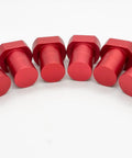 8 Pack 3/4 Inch Lightweight Aluminum Bench Dogs Non Slip Woodworking Clamp Set For Dog Holes Red displayed in a row.