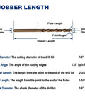 Twist drill bit, 1/8-inch diameter, cobalt steel M35, jobber-length with 135° split point