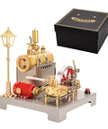 Full Metal Reversible Horizontal Steam Engine Kit With Functional Boiler And Generator Powered Street Lamp 100-piece