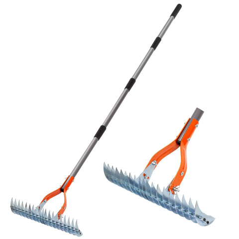 15 Inch Thatch Rake For Lawns Heavy Duty Dethatching Rake With Steel Handle Easy To Use Lawn Care Tool To Remove Dead Grass And Debris
