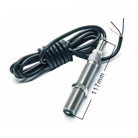 Magnetic Pickup Speed Sensor For Generators And Diesel Engines Replacement Part With Strong Anti Vibration And Anti Interference Performance Delivers Stable Signal Output For Heavy Duty Industrial Machines And Portable Generators, 117mm threaded metal sensor