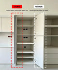 Slick Heavy Duty Pocket Door Slide Hinge Kit With Thick Cold Rolled Steel And Dual Row Ball Bearings For A Damn Smooth Invisible Sliding Motion On Inset Wood Doors showing compact storage with hidden sliding doors.