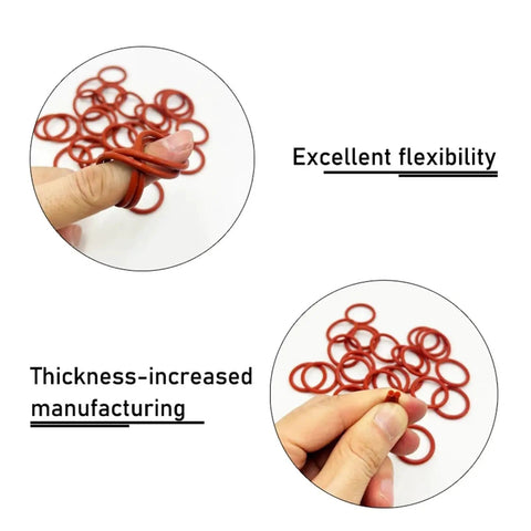 Silicone O Ring Set With CS Size Assortment 1 To 1.5 To 2.0 To 2.4 To 3.1mm Sealing Washers Oil Resistant And High Heat Tolerant Versatile Gasket Kit For Plumbing Automotive Machinery Marine And DIY Projects, flexible red rings