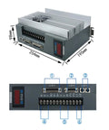 FPBIGCHA 130ST-M15025 servo drive module, front view with heatsink and display; rear view shows six connectors.