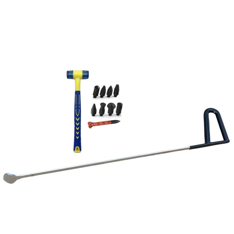 Paintless Car Dent Repair Rod Set, 12 Piece Tool Kit With Rubber Hammer And Replaceable Awl Heads, Deep Access Dent Fix