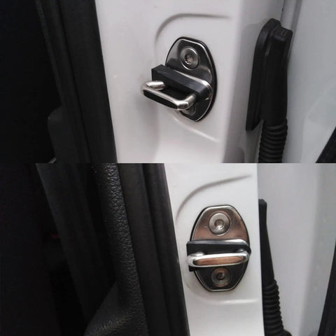 Premium Door Lock Sound Deadener Damper Kit With Hella Quiet Soundproof Buffer Pads Crafted From Tough Wear Resistant TPE To Crush Cabin Noise And Give Your Vehicle That Sweet Silent Glide Across All Volkswagen Models showing TPE buffer pads on Volkswagen door lock.