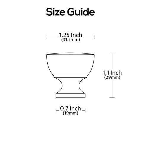 Size guide diagram for 10 Pack Brushed Satin Nickel Cabinet Knobs Flat Round One And One Quarter Inch Diameter Dope Kitchen Cabinet Hardware For Cabinets Drawers Closets And Dressers AL6013SN, showing dimensions