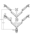 Technical drawing of Super Smooth Full Motion Gas Spring Monitor Arm Fits 10 To 24 Inch Screens with adjustable angles.