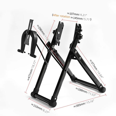 Foldable Bike Wheel Truing Stand For 16 To 29 Inch Wheels, Lightweight Aluminum Alloy Rim Maintenance Tool with measurements
