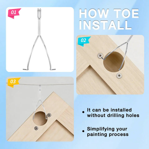 80 Pack Cabinet Door Painting Hangers In Stainless Steel No Drill Metal Hooks for Easy Spray Drying with installation steps.