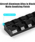 Beefy Picatinny Rail Mount For Ten Twenty Two Rifles With Eleven Slot Rail System, black anodized aluminum with chamfer design.