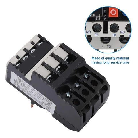Beefed Up Adjustable Thermal Overload Relay For Electric Motors 2.5 To 4 Amp Range, black housing, large binding posts, terminals