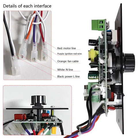 Digital Thermostat Kit For Pellet Grills And BBQ Grills Pro Controller With 7 Inch RTD Sensor detailed wiring interface