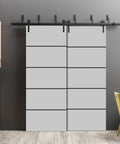 Barn Bypass Doors Matte Grey Built Tough Heavy Duty Rails Kit For Double Sliding Doors 48 By 84 Inches Steel Set in kitchen