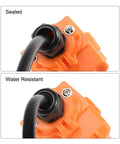 Waterproof Tough As Nails M18x1.5 Cable Gland Nylon Joint with Washer and Adjustable Locknut fitting wire hole, shown sealed and water resistant.